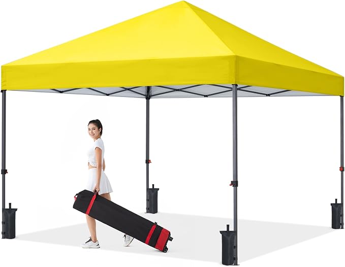 COOSHADE Durable Easy Pop Up Canopy Tent 10x10Ft, Light Yellow