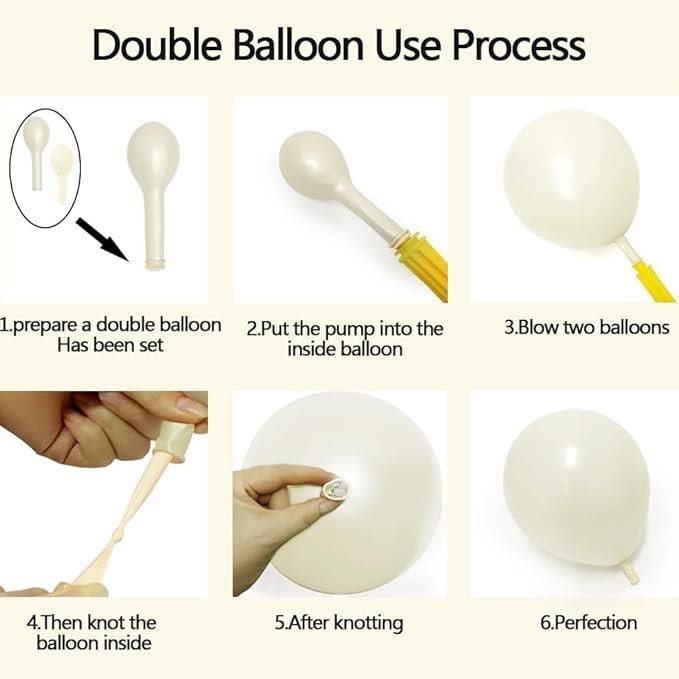 Pearl Ivory White Balloon Arch Double Stuffed Pastel White Ivory Cream Beige Balloon Garland Kit Different Sizes With Clear Balloons for Birthday Wedding Bridal Baby Shower Mothers Day Party Decor