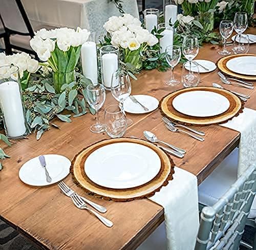 Gift Boutique Disposable Wooden Slice Paper Place Mats 50 Pack 13.5" Round Rustic Brown Wood Slices Charger Place Mat for Farmhouse Tan Table Setting Summer Spring Fall Wedding Dinner Party Decor