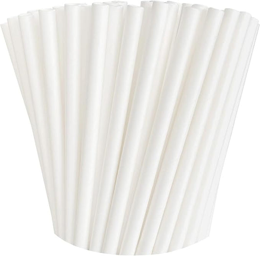 100 Pack Paper Straws White Biodegradable co-Friendly Drinking Bulk for Party Supplies, Bridal/Baby Shower, Birthday, Mixed Drinks, Weddings, Restaurant, Food Service, Drink Stirrer