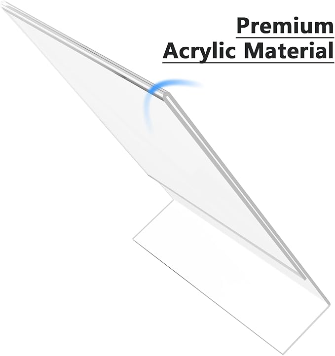 MaxGear Acrylic Sign Holder 8.5 x 11 Inches, Clear Sign Holders Plastic Display Stand Slant Back Countertop Display Picture Frames for Menus, Flyer, Use In Office, Store, 12 Pack