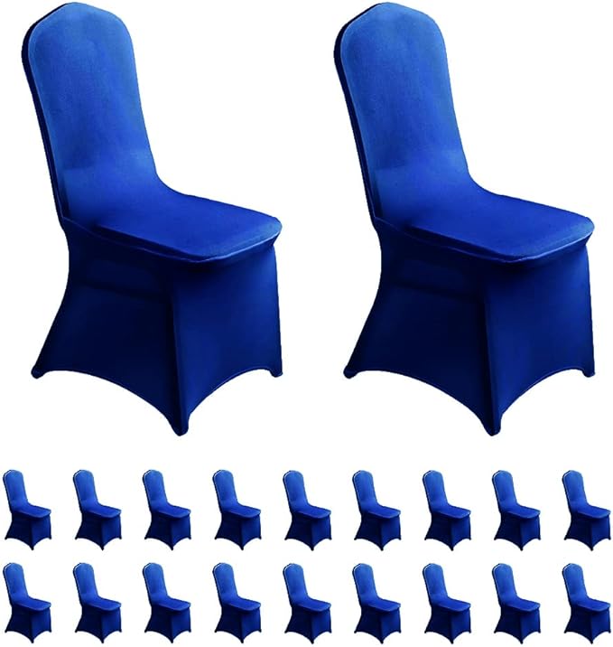 LZY Spandex Chair Cover Stretch Slipcovers for Wedding Party, Dining Banquet Chair Decoration Covers (Royal Blue, 20)