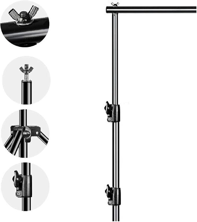 HYJ-INC 12ft x 10ft Photo Video Studio Heavy Duty Adjustable Photography Muslin Backdrop Stand Background Support System Kit with Carry Bag 4 Spring Clamps