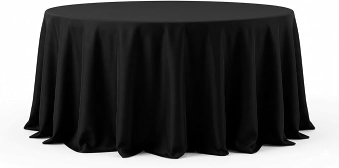 8 Pack 120 Inch Black Round Tablecloth, Stain & Wrinkle Resistant Washable Reusable Polyester Fabric Table Covers for Wedding, Party, Buffet, Banquet, Dining