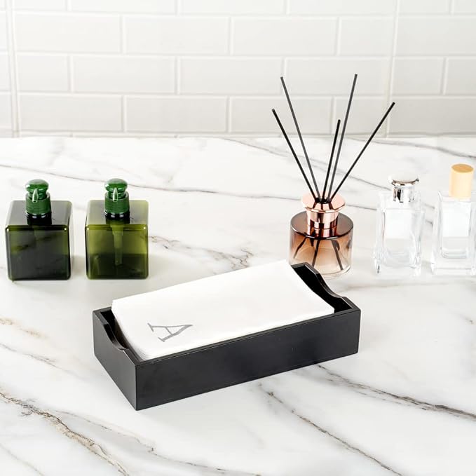 Luxenap 15.8 X 7.9 Inch Linen-Feel Guest Towels, 50 Lettered Hand Towels - Silver Letter 'A', Sans Serif Font, White Paper Dinner Napkins, airlaid, For Restrooms And Tables - Restaurantware