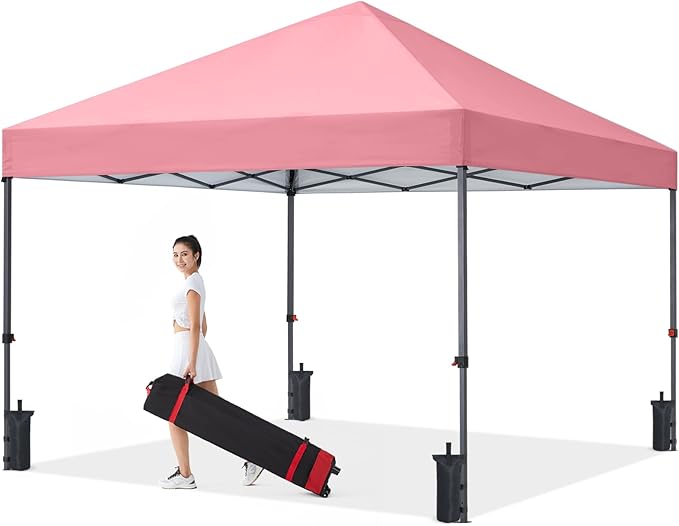 COOSHADE Durable Easy Pop Up Canopy Tent 10x10Ft, Pink