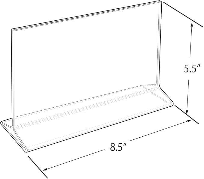 Azar Displays 142704 8.5-Inch W x 5.5-Inch H Top- Load Acrylic Sign Holder, 10-Pack