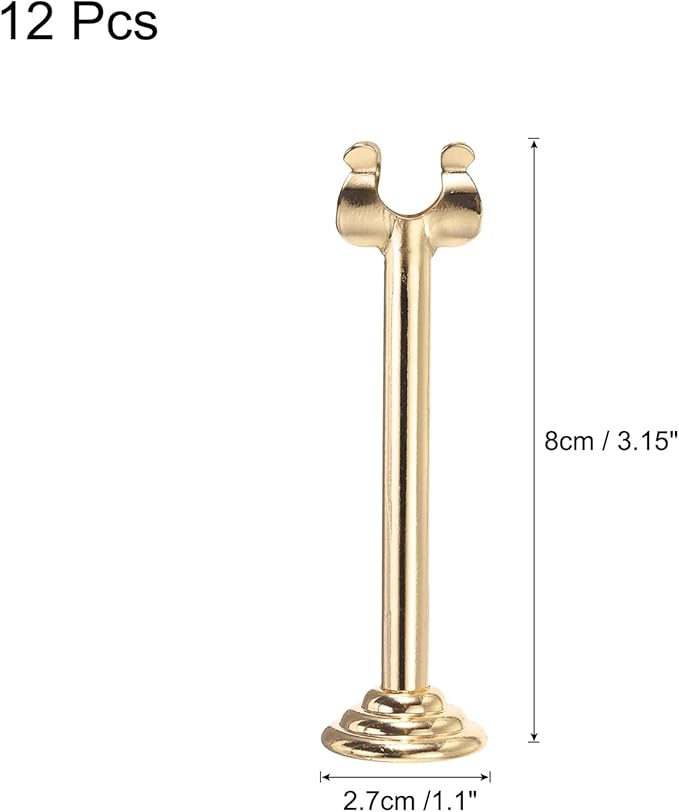 MECCANIXITY 12Pcs Table Number Holder 3.15 Inch Place Card Holder Picture Holders Gold Table Sign Holders for Wedding Anniversary Birthday Party