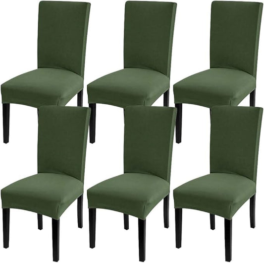 Fuloon 6 Pack Super Fit Stretch Removable Washable Short Dining Chair Protector Cover Seat Slipcover for Hotel, Dining Room, Ceremony, Banquet Wedding Party