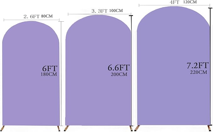 Two-Sided Lavender 7.2 FT Wedding Arch Cover, Spandex Arch Backdrop Cover for Wedding Birthday Party Decor