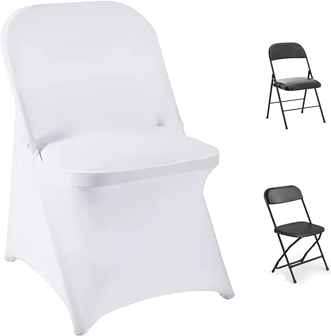 30Pcs Spandex White Chair Covers for Party, Stretch Folding Dinner Chair Cover for Wedding Party Banquet
