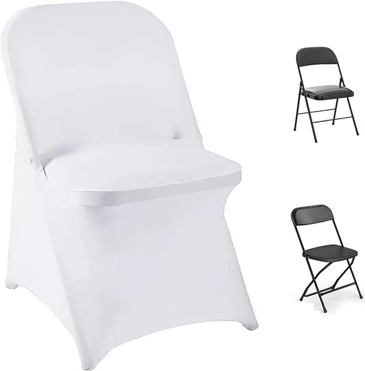 30Pcs Spandex White Chair Covers for Party, Stretch Folding Dinner Chair Cover for Wedding Party Banquet