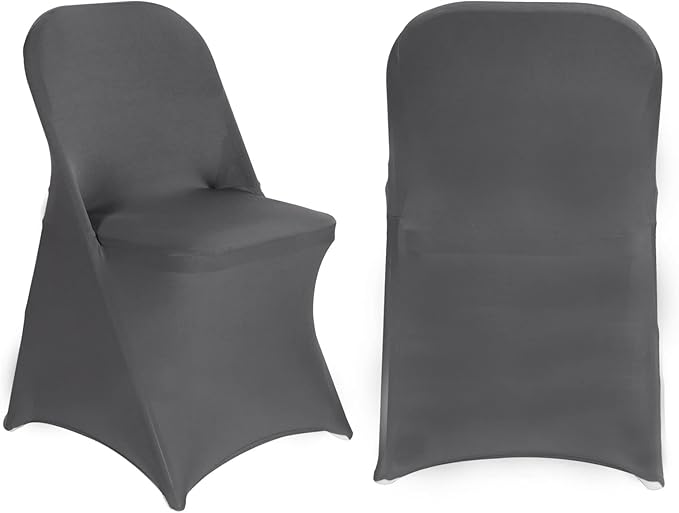 HAINARverS Folding Chair Covers for Wedding, 10pcs Stretch Spandex Washable Fabric Chair Cover, Decoration Chair Cover for Wedding, Party, Banquet, Birthday, Conference, Event(Gray, 10 PCS)