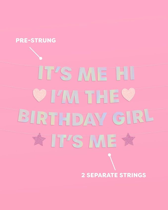 xo, Fetti Eras I'm The Birthday Girl Banner 5 Ft, Iridescent | Birthday Party Decoration, Bday Photo Booth Backdrop, Silver HBD Sign Supplies