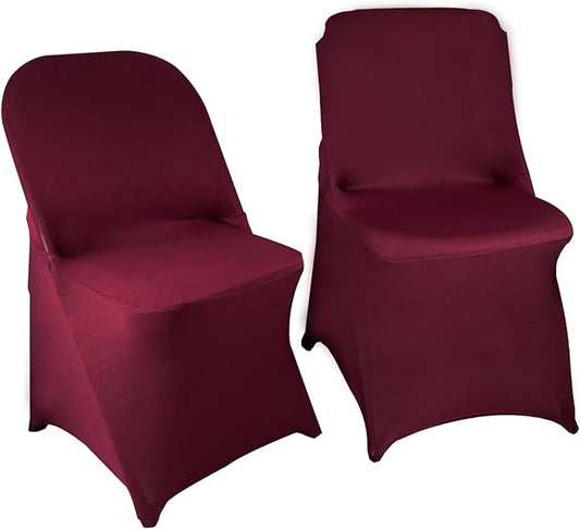 10PCS Stretch Spandex Folding Waterproof Chair Covers,Universal Fitted Chair Cover Protector for Wedding Party Banquet Holidays Celebration Decoration(Burgundy)