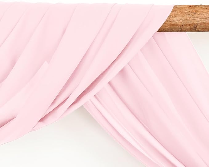 LINXTAR Wedding Arch Draping Fabric 30'' x 18FT Sheer Chiffon Arch Drape Backdrop 1 Panel Blushing Pink Drape for Baby Shower Photo Booth Church Decor Birthday Party Outdoor Decoration