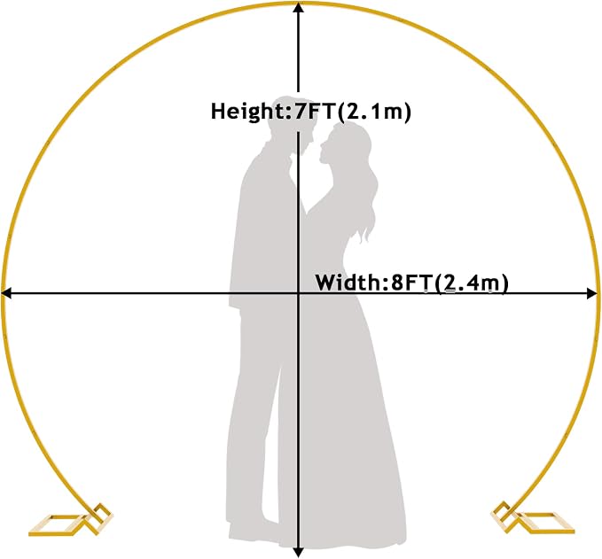 Putros Round Backdrop Stand 8ft, Gold Circle Balloon Arch Frame, Metal Round Arch, Circle Backdrop Stand for Wedding, Birthday Party, Anniversary, Bridal Ceremony, Graduation Decoration