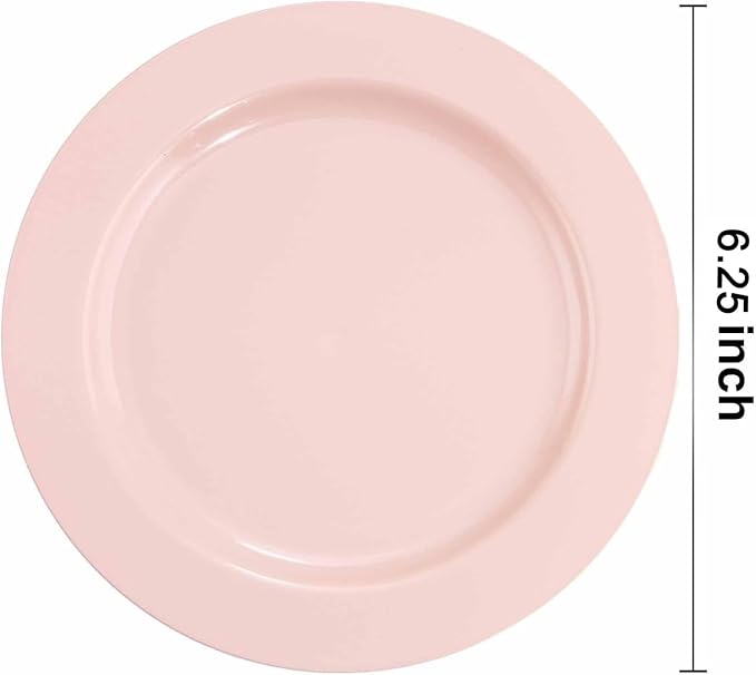bUCLA 100Pieces Pink Plastic Dessert Plates - 6.25 inch Pink Disposable Dessert/Appetizer/Small Cake Plates for Wedding, Party & Birthday