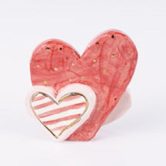 Glory Haus Red & White Heart Charcuterie Board Toppers - Hand Painted Ceramic Accessories for Charcuterie Boards and Ceramic Plates, Home Decor Ornament for Cheese Board, Hosting Essentials