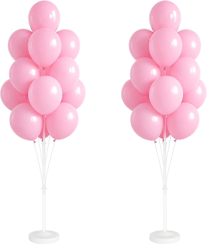 Balloon Column Kit for Floor- Set of 2,Balloon Columns with Stand, Base and Pole,Balloon Tower Backdrop Decoration for Wedding, Baby Shower, Birthday Party, or Bachelorette Parties (Light Pink)