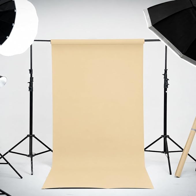 Kate Seamless Paper Backdrop Beige Cream Paper Backdrop for Photoshoot (86''x32.8' Ivorine)