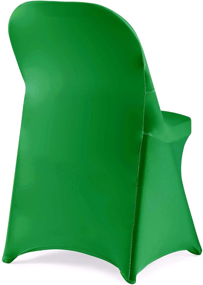 Howhic Folding Chair Covers for Party - 12pcs, Emerald Universal Spandex Fitted Chair Covers for Wedding, Banquet, Conference