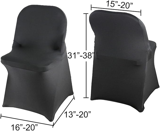 WELMATCH Black Spandex Folding Chair Covers - 50 PCS Special Events Wedding Party Decoration Stretch Elastic Chair Covers (Black, 50)