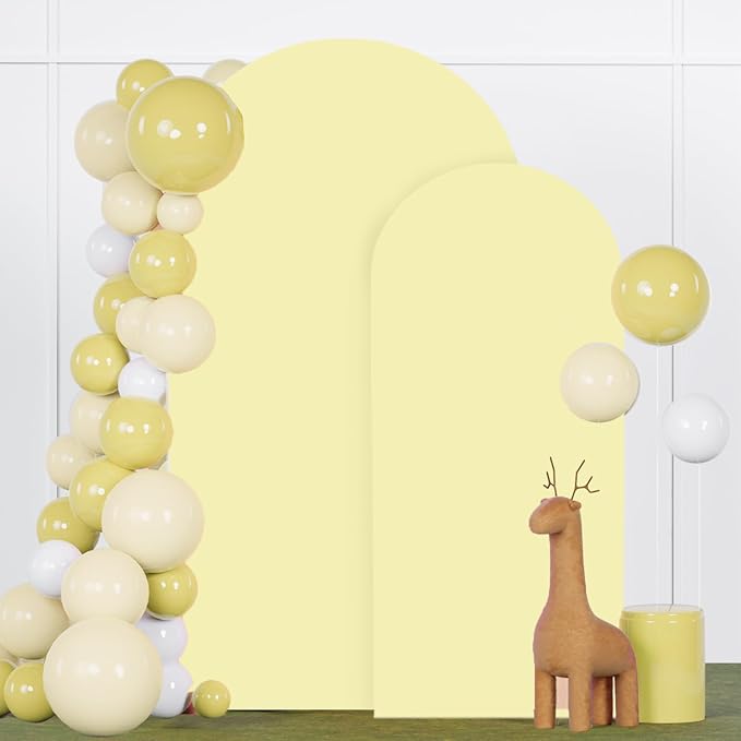 FANPROMS Arch Covers Set of 2 Yellow Wedding Arch Cover 6FT 7.2FT Arch Stand Cover for Wedding Party Spandex Arch Cover Stretchy Fabric Boho Backdrop Covers Set for Bridal Baby Shower Decoration