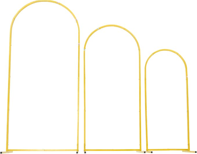 VEVOR Arch Backdrop Stand, Set of 3, 6/5/4 ft, Stable Structure, Easy Assembly, Gold Metal Arch Backdrop Stand for Wedding, Birthday Party, Graduation, Holiday Celebration, and Ceremony Decoration