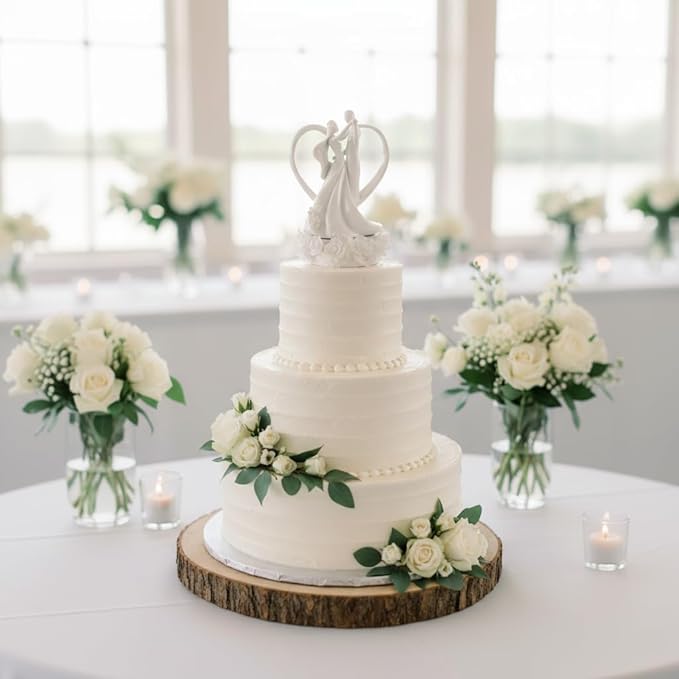 Wedding Collectibles Iridescent Rose Pearl and Heart Wedding Cake Topper