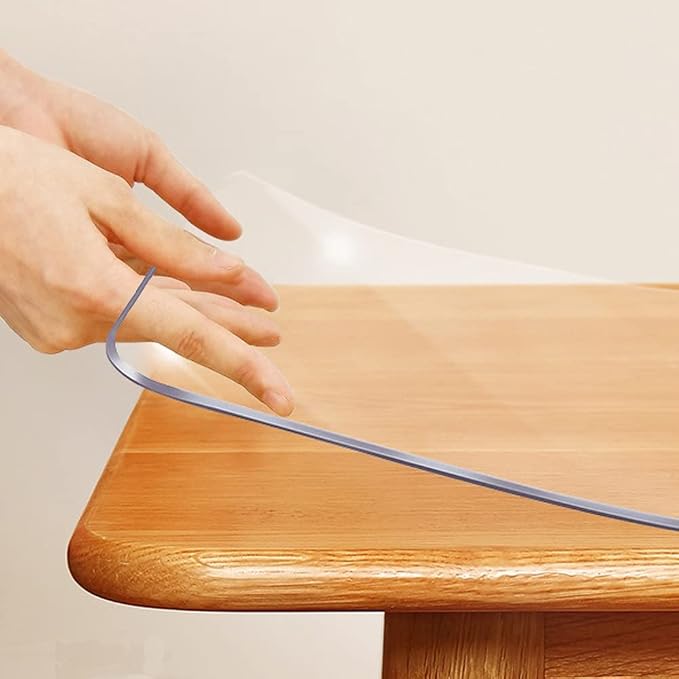 Thick 38x54 Inch Clear Plastic Table Protector PVC Tabletop Cover Mat Rectangular Plastic Table Cover Desk Pad Mat Office Computer Desk Side Table Topper Granite TV Bench Sreen Protection Easy Clean