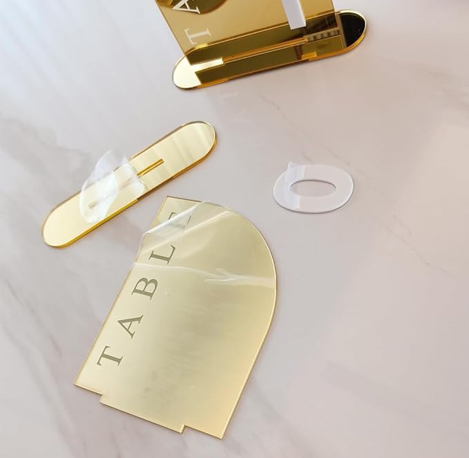 Acrylic Wedding Table Numbers,Semi-Arched Mirrored Acrylic Table Numbers for Party,Events,Occasion Decoration (Number 1-10, Gold Mirror)