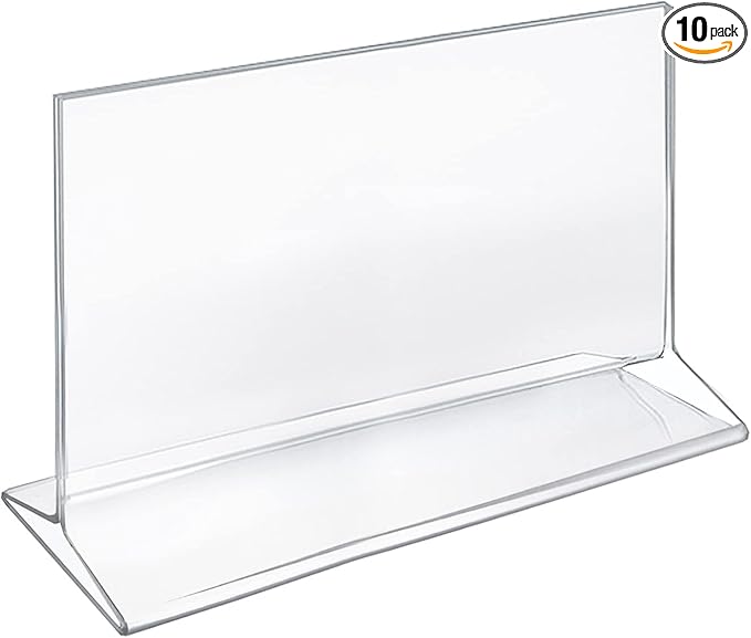 Azar Displays 142718 11-Inch Width by 7-Inch Height Top-Load Acrylic Sign Holder, 10-Pack