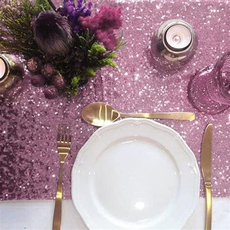 JYFLZQ Rose Pink Sequin Table Runner 12" x 72" Sparkly Pink Metallic Table Runner Glitter Sequin Runner for Table Birthday Party Event Decorations