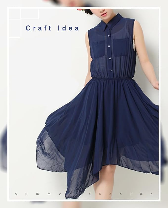 YYCRAFT Chiffon Fabric by The Yard 59" Wide 5 Yards, Navy