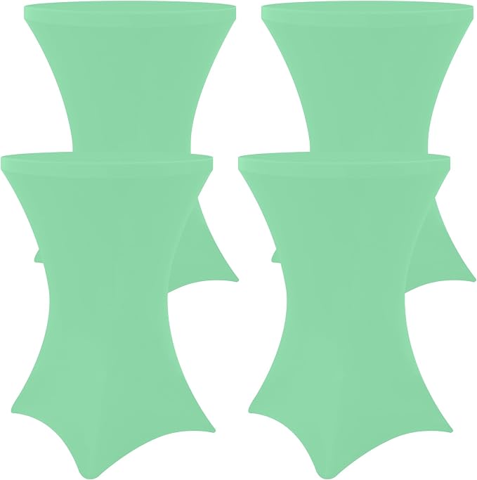 Moosfor Spandex Cocktail Table Covers 4 Pack, Elastic Fitted Stretch Table Cloth, Round High Top Tablecloths for Bar, Party, Pub, Wedding & Banquet (Bright Green, 32x43 Inch)