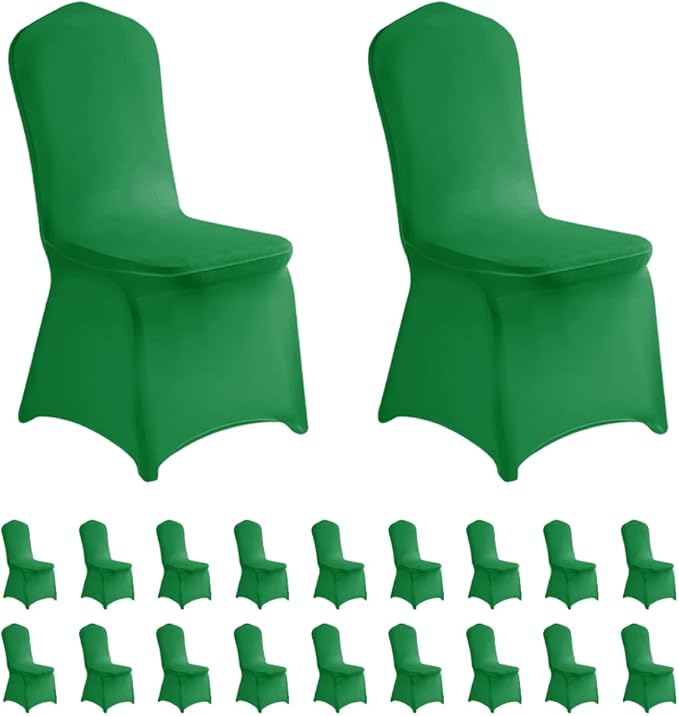 LZY 20pcs Spandex Chair Cover Stretch Slipcovers for Wedding Party, Dining Banquet Chair Decoration Covers (Emerald, 20)