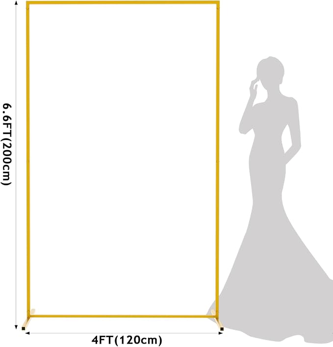 Wokceer Wedding Arch Backdrop Stand 6.6x4 FT Square Wedding Arches for Ceremony Gold Metal Balloon Arch Frame for Wedding Birthday Party Garden Arbor Anniversary Event Christmas Decor