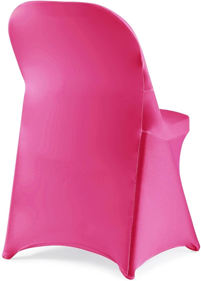 Howhic Folding Chair Covers 12pcs, Fuchsia Universal Spandex Covers for Wedding, Party, Banquet, Conference (Stretchy Fitted)