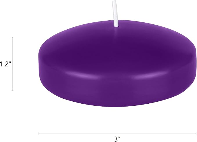 Mega Candles 4 pcs Unscented Purple Floating Candles, Hand Poured Wax Candle 3 Inch Diameter, Home Décor, Wedding Receptions, Centerpieces, Occasions, Events, Festivities, Meditations, Spas
