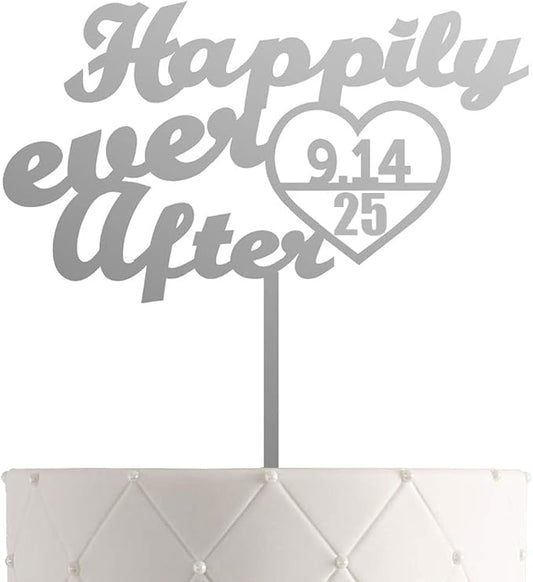 Personalized Mr. & Mrs. Wedding Cake Topper – Custom Bride & Groom Cake Decoration – Elegant Wedding Décor, Anniversary, Engagement Party (Design 3 (CKC107), Silver Mirror)