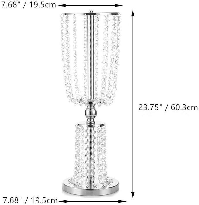 2 Pcs 23.75 inches Tall Crystal Metal Vase Flower Stand Holders Wedding Centerpiece Chandelier for Reception Tables Wedding Supplies