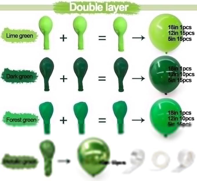 Green Balloon Garland Double Stuffed Dark Lime Green Emerald Metallic Arch Kit For Dinosaur Birthday Jungle Summer Forest Themed Party Decoration