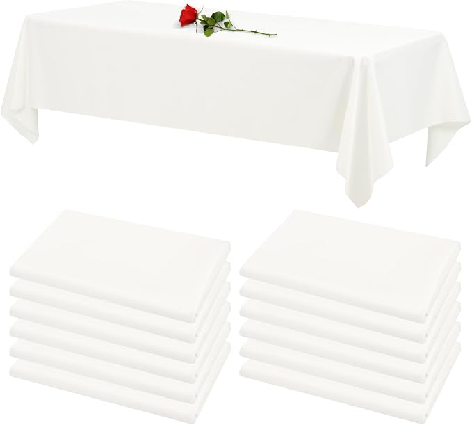12 Pack Ivory Tablecloths for Rectangle Tables Stain and Wrinkle Resistant Washable Polyester Tablecloth 60 x 126 Inch Table Cloth Rectangle Table 6 Foot Rectangle Table Cloth for Wedding Party
