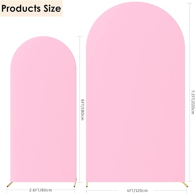 HAINARverS Set of 2 Wedding Arch Cover 6FT,7.2FT Spandex Fitted Stretchy Arch Stand Covers,2 Sided Round Top Chiara Backdrop Cover for Birthday Party Banquet Baby Shower Arch Decoration(Pink)