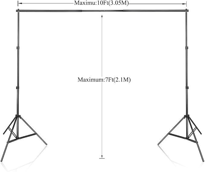 SLOW DOLPHIN Photo Video Studio 10x7ft(WxH) Adjustable Backdrop Support System Kit Background Stand with Carry Bag
