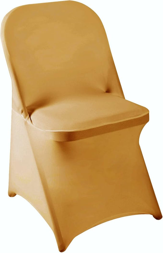 Howhic Folding Chair Covers - 36pcs, Gold Universal Spandex Fitted Covers for Wedding, Party, Banquet, Conference