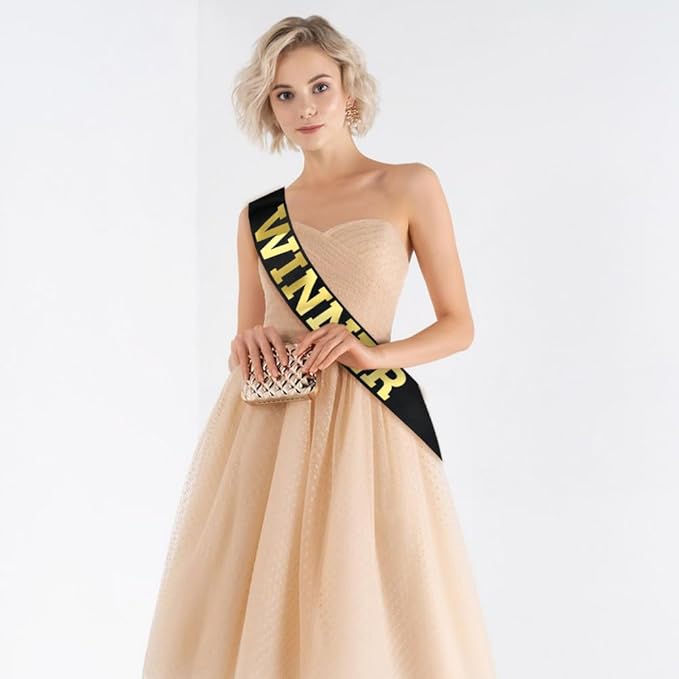 6 pcs Winner Satin Sash Party Accessory, Black And Gold Winner Satin Sashes Celebrate In Style At Parties, Contests, Sporting Events And Competitions, 1st Place Award Sash Grand Prize Ribbon Winner Victory Ribbon Deluxe Recognition Ribbons for Classroo...