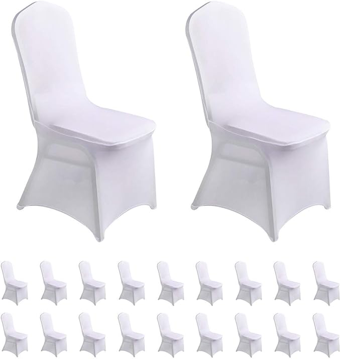LZY 20pcs Spandex Chair Cover Stretch Slipcovers for Wedding Party, Dining Banquet Chair Decoration Covers (White, 20)