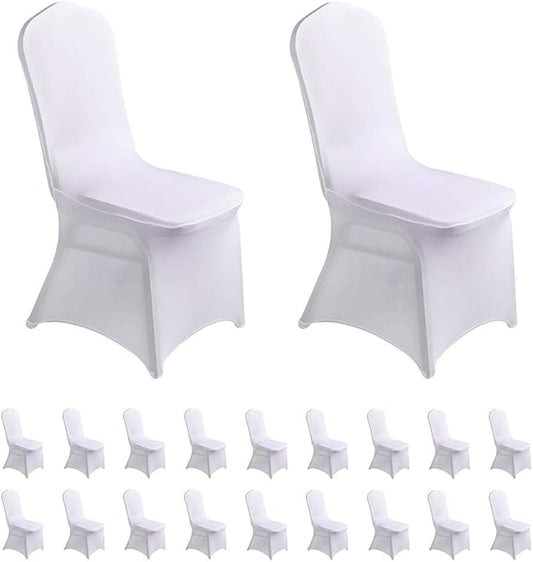 LZY 20pcs Spandex Chair Cover Stretch Slipcovers for Wedding Party, Dining Banquet Chair Decoration Covers (White, 20)